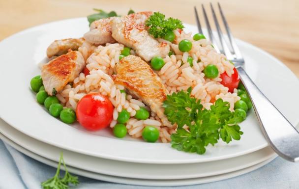 Grilled chicken risotto