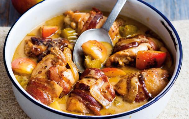 Chicken, cider and vegetable casserole