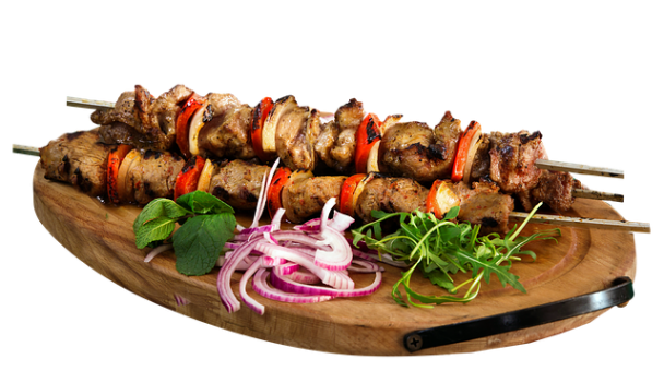 Chicken Kebabs with Roasted Red Onions