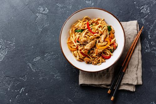 Chicken Noodle Bowl with Peanut-Ginger Sauce