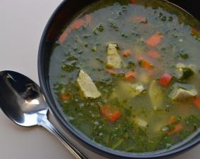 Chicken & Spinach Soup with Fresh Pesto