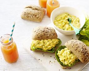 Curried egg and cos rolls