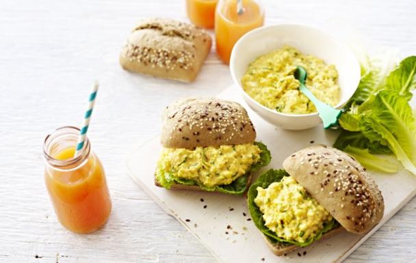 Curried egg and cos rolls