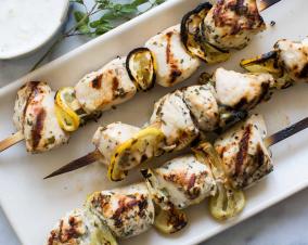 Greek Style Lemon Chicken Skewers