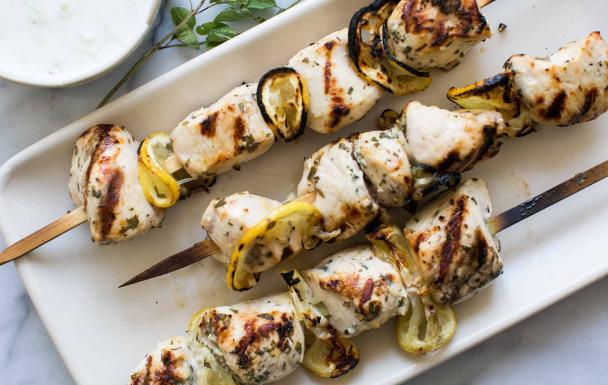 Greek Style Lemon Chicken Skewers