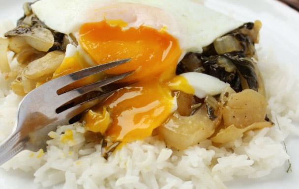 Honey-Lemon Bok Choy with Basmati Rice and Eggs