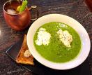 Healthy Poached Eggs with Green Pea and Asparagus Soup