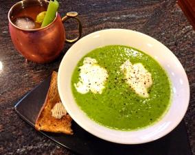 Healthy Poached Eggs with Green Pea and Asparagus Soup