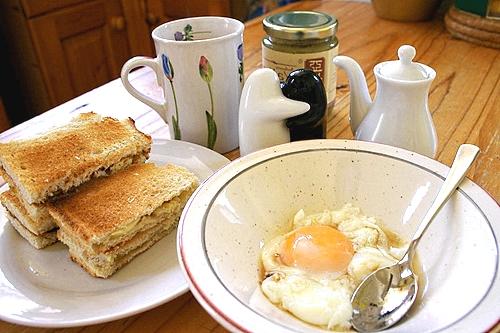 Healthy Soft-Cooked Eggs with Jam and Toast