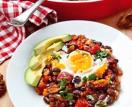 Healthy and spicy Black Beans, Avocado, Eggs recipe