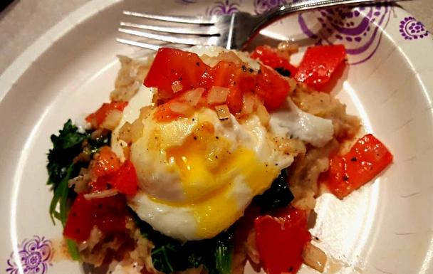 Healthy egg with Peppered White Bean, Kale recipe