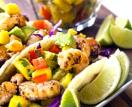 Healthy summer Chicken Tacos with Mango and Jicama Salad