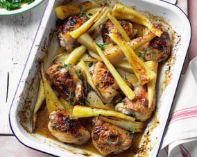 Honey mustard chicken and parsnips