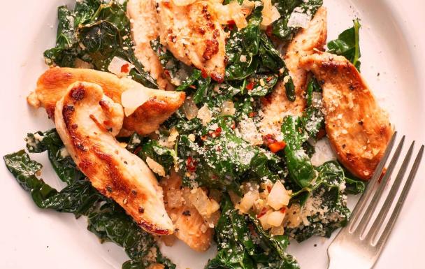 Parmesan Chicken and Kale Sauté