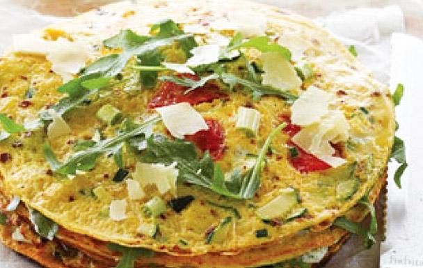 Savoury omelette layer cake