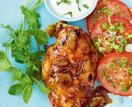 Spiced mango chicken with tomato and spring onion salad