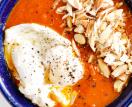 Tomato Soup with Poached Egg and Almonds