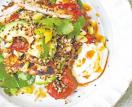 Warm salad of chipotle-griddled chicken, chorizo and quinoa with lime crème fraîche