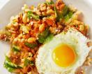 Bean and Walnut Salad with Fried Eggs