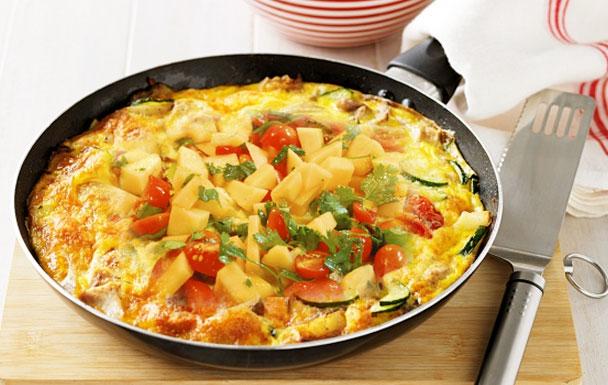 Chicken Frittata with Cantaloupe-Tomato Salsa