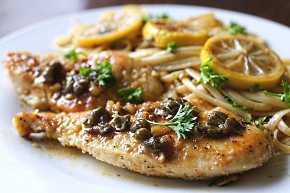 Healthy chicken piccata