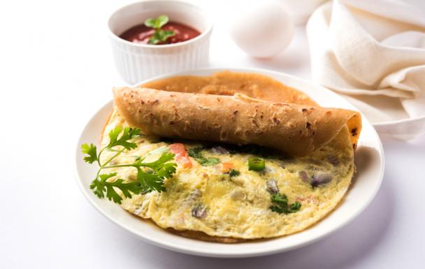 Savoury egg and milk uttapam