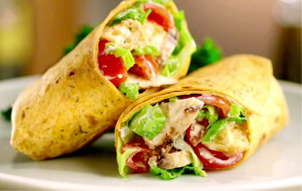 Healthy Spicy Crunchy Chicken Wraps