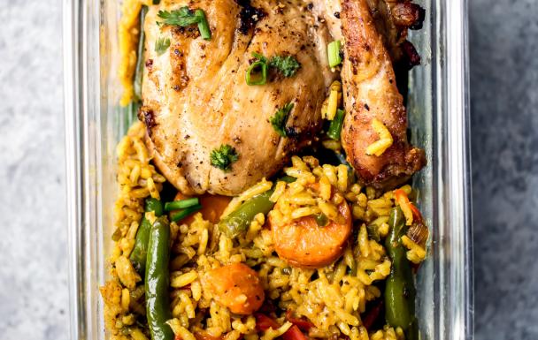 One Pan Thai Coconut Yellow Curry Chicken & Rice